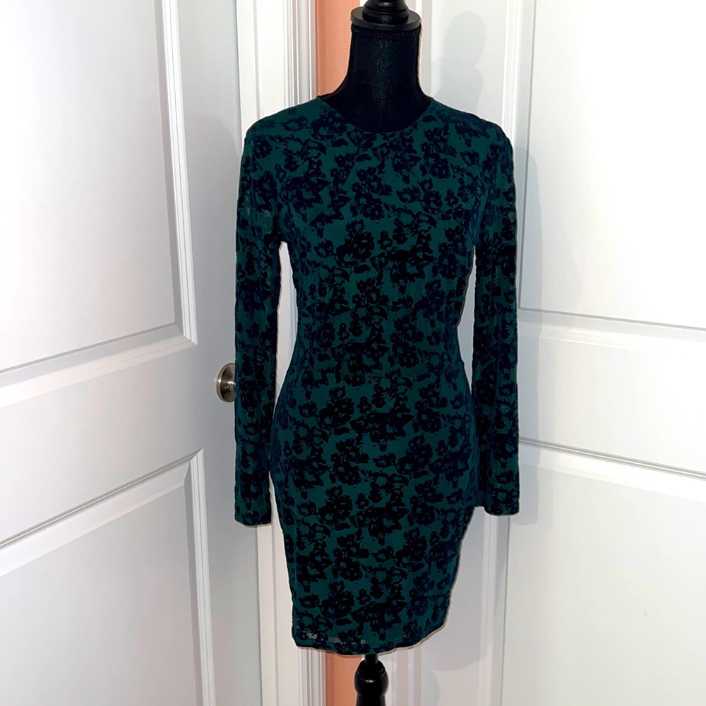Long sleeve sheer overlay dress